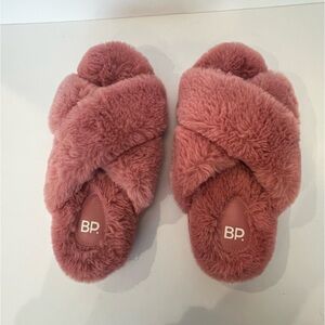 Nordstrom Women’s Fur Slipper Sandals Size 7-8 BP Plum/Purple Cushioned